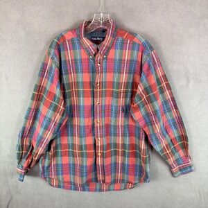 VTG Nautica Men's Button Down Grunge Flannel Shirt L Plaid 90s Y2K Skate Money